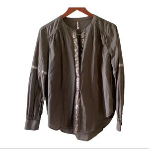 Free People green button down shirt size small petite